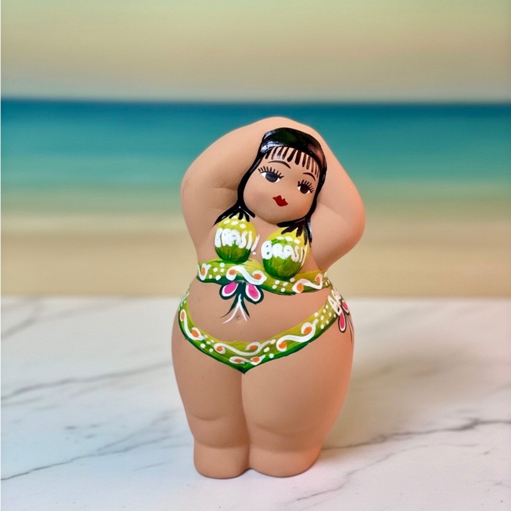Green Floral Bikini Women Swim Figurine